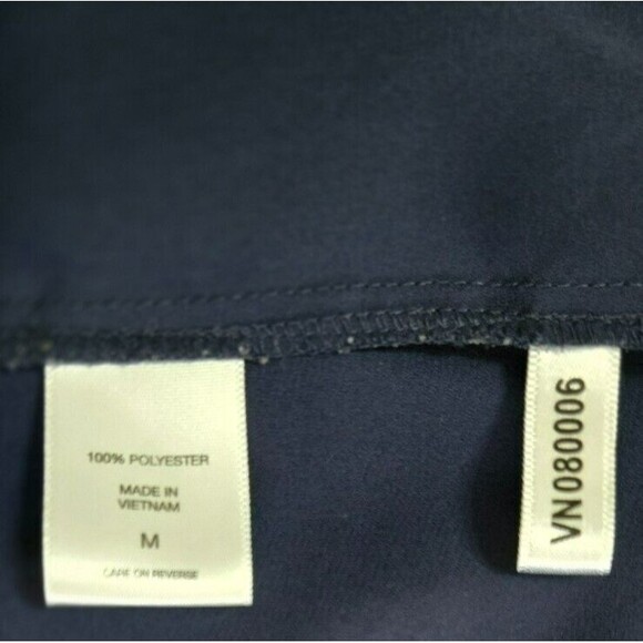 New York & Co Women Blouse Roll Tab Sleeve Button-Down Navy Size Medium - Picture 9 of 9